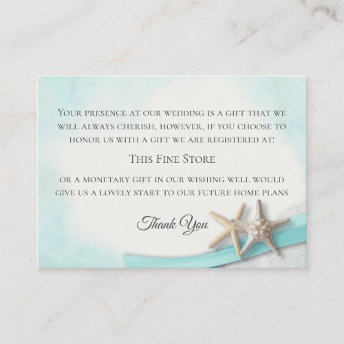 Starfish and Lace Vintage Beach Wishing Well Enclosure Card