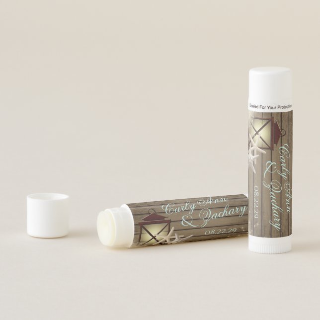 Starfish and Lantern Rustic Wedding Lip Balm (In Situ)