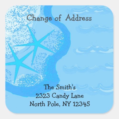 Starfish and Ocean Change of Address Square Sticker