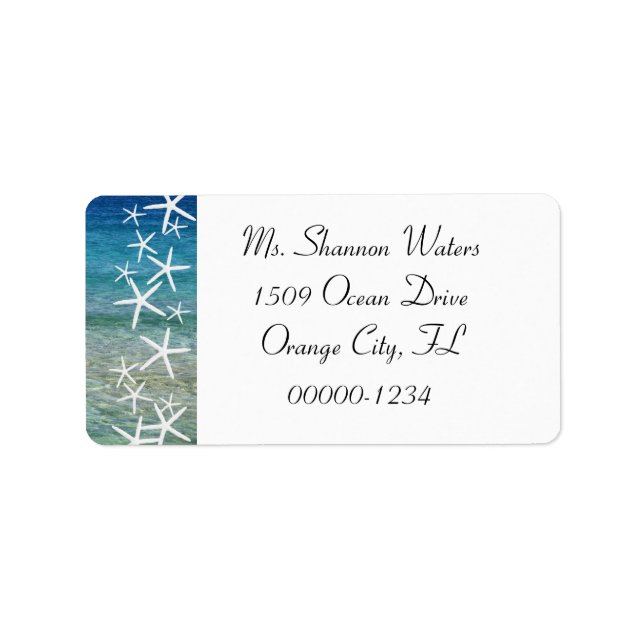 Starfish and Ocean Custom Address Label (Front)