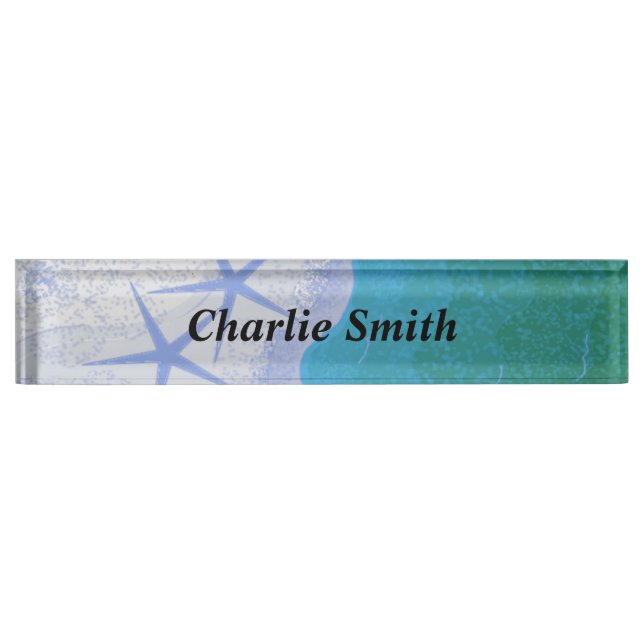 Starfish and Ocean Desk Name Plate (Front)