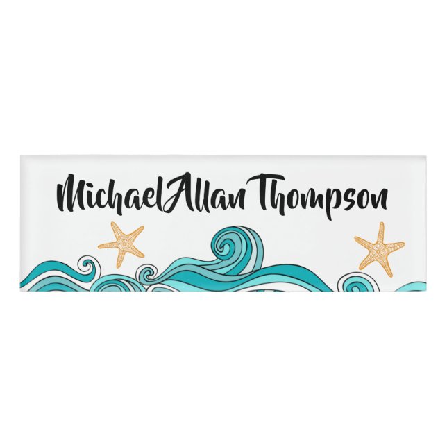 Starfish and Ocean Personalized Name Tag (Front)