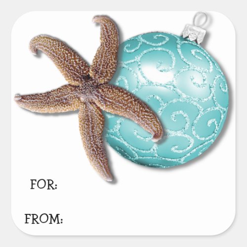 Starfish and Ornament Tropical Christmas Gift Tag