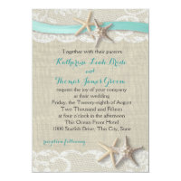 Starfish and Ribbon Beach Aqua Card