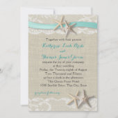 Starfish and Ribbon Beach Aqua Invitation (Front)