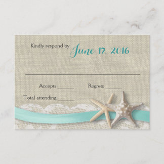 Starfish and Ribbon Beach Aqua RSVP