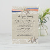 Starfish and Ribbon Blue Coral Bridal Shower Invitation (Standing Front)