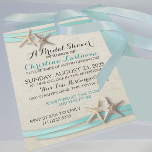 Starfish and Ribbon Bridal Shower Invitation