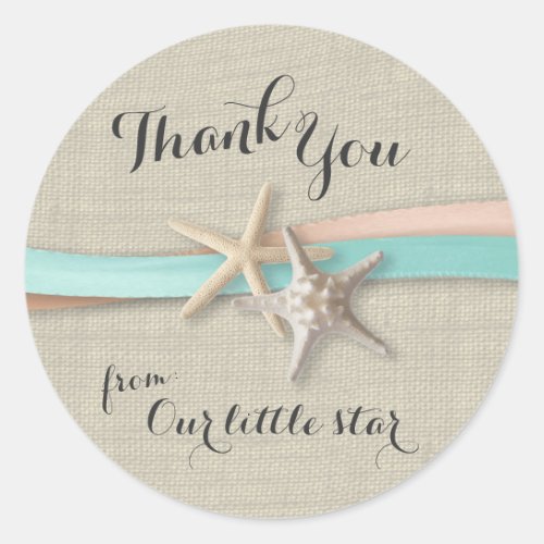 Starfish and Ribbon Classic Round Sticker