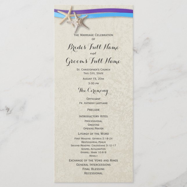 Starfish and Ribbon D Purple and Blue Program (Front)