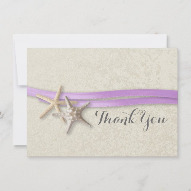 Starfish and Ribbon Flat Card Thank You (Front)