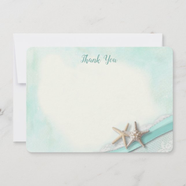 Starfish and Ribbon Flat Card Thank You (Front)