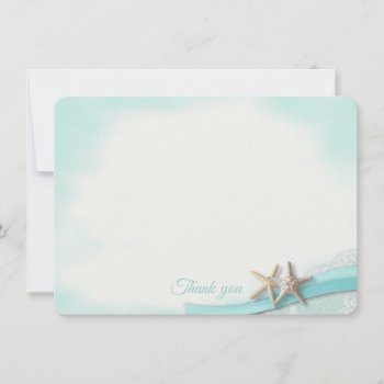 Starfish And Ribbon Flat Card Thank You by happygotimes at Zazzle