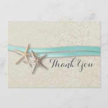 Starfish And Ribbon Flat Card Thank You by happygotimes at Zazzle