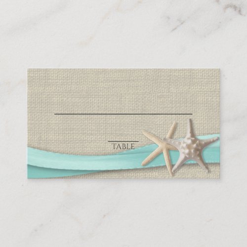 Starfish and Ribbon Place card Aqua