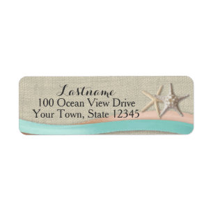 Starfish and Ribbon Rustic Beach Label