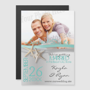 Starfish and Ribbon Save the Date Magnetic Invitation