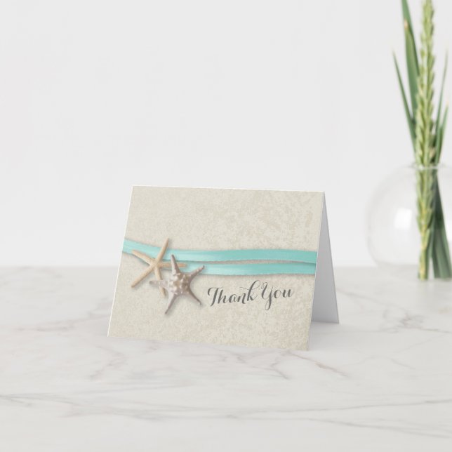 Starfish and Ribbon Thank You Card (Front)