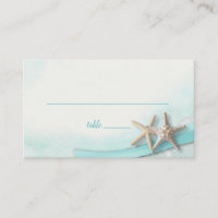 Starfish and Ribbon Turquoise Place card