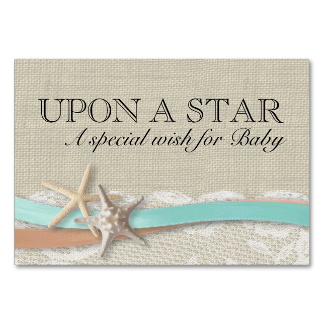 Starfish and Ribbon Wish For Baby Table Number (Front)