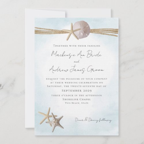 Starfish and Rope Beach Wedding Invitation