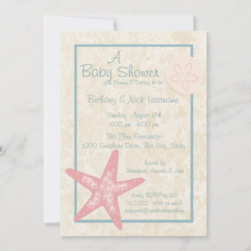 Starfish and Sand Dollar Baby Shower Personalized Invite