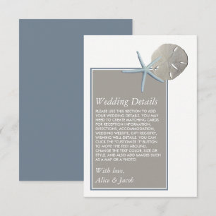 Starfish and Sand Dollar - Beach Wedding Detail Enclosure Card