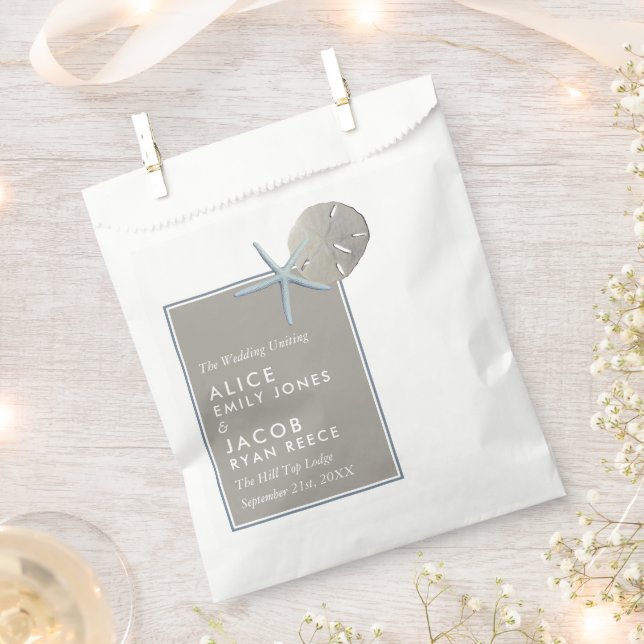 Starfish and Sand Dollar - Beach Wedding Favor Bag (Clipped)