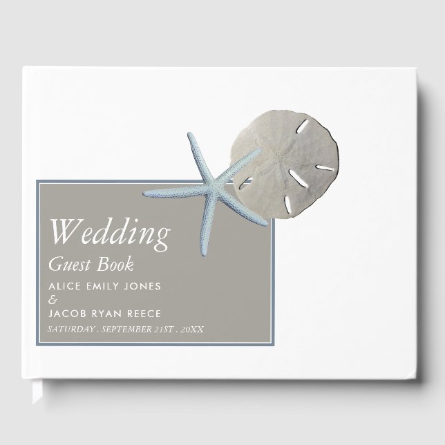 Starfish and Sand Dollar - Beach Wedding Guest Book (Front)