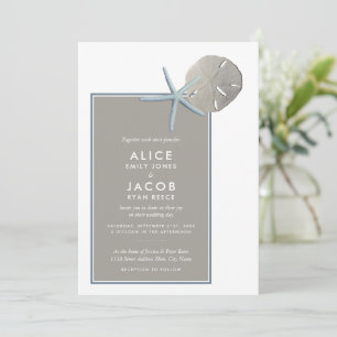 Starfish and Sand Dollar - Beach Wedding Invitation