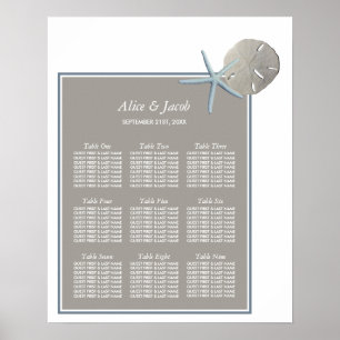Starfish and Sand Dollar - Beach Wedding Seating Poster