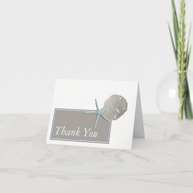 Starfish and Sand Dollar - Beach Wedding Thank You (Front)