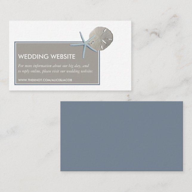 Starfish and Sand Dollar - Beach Wedding Website Enclosure Card (Front/Back)