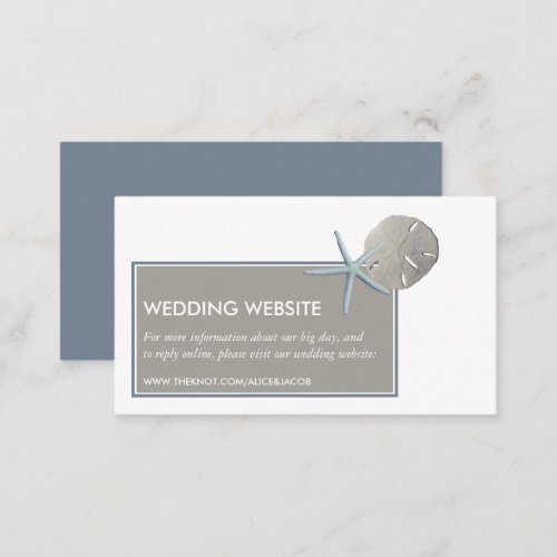 Starfish and Sand Dollar _ Beach Wedding Website Enclosure Card