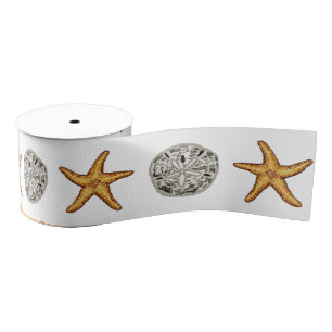Starfish and Sand Dollar Grosgrain Ribbon