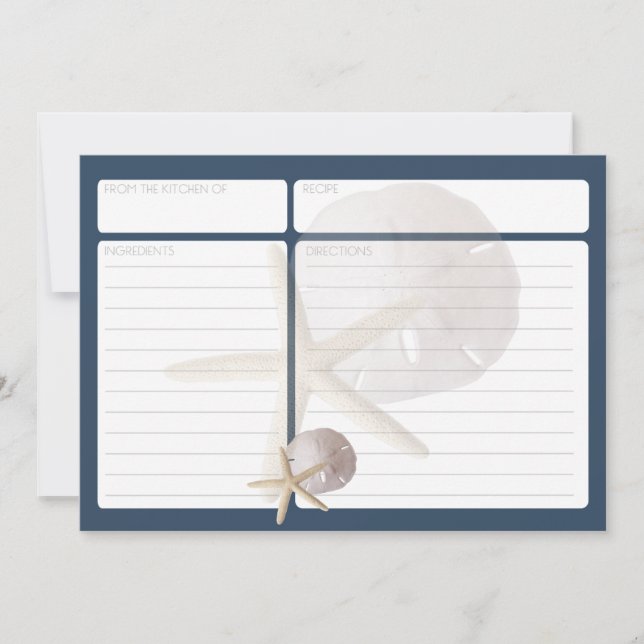 Starfish and Sand Dollar Recipe Card (Front)