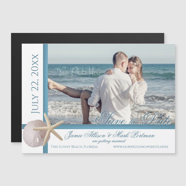 Starfish and Sand Dollar Save the Date Magnetic Invitation (Front/Back)