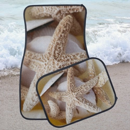 Starfish and Sand Dollars Coastal Beige and Cream Car Floor Mat