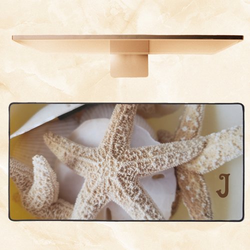 Starfish and Sand Dollars creamy white Coastal Desk Mat