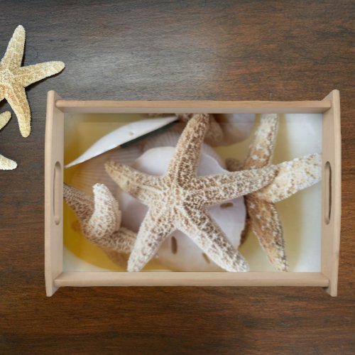 Starfish and Sand Dollars Yellow White and Cream Serving Tray