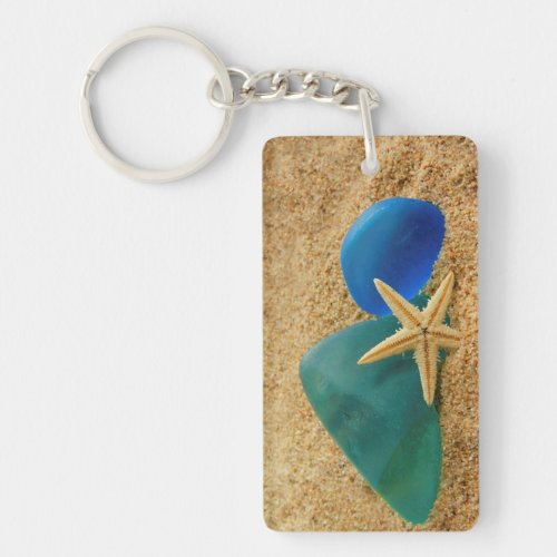 Starfish And Sea Glass Keychain