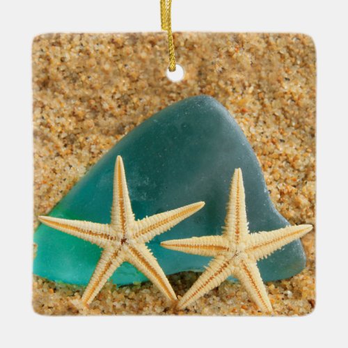 Starfish And Seaglass Ceramic Ornament
