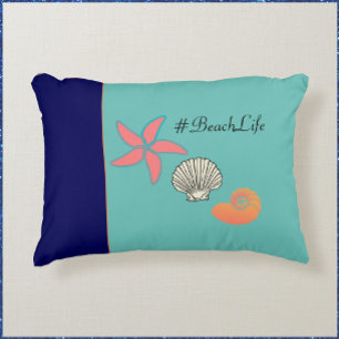 Starfish and Seashell Ocean Beach Life Accent Pillow