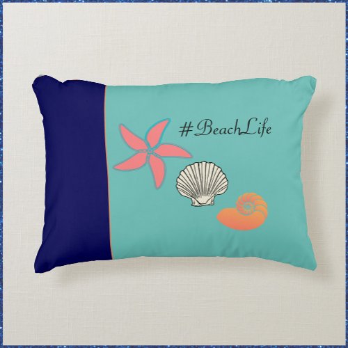 Starfish and Seashell Ocean Beach Life Accent Pillow