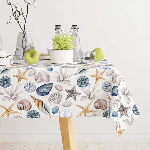 Starfish And Seashell Pattern Tablecloth