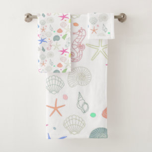 Starfish and Seashells Bathroom Towel Set