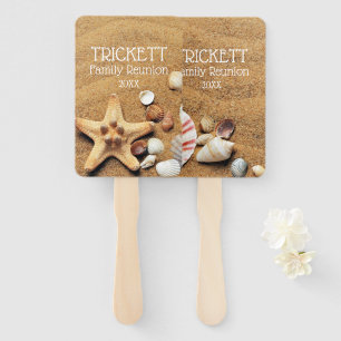 Starfish And Seashells Beach Family Reunion Hand Fan