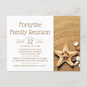 Starfish And Seashells Beach Family Reunion Invitation Postcard