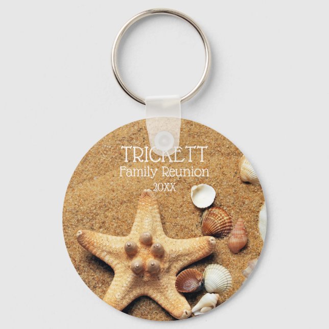 Starfish And Seashells Beach Family Reunion Keychain (Front)