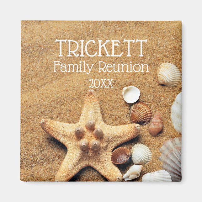 Starfish And Seashells Beach Family Reunion Magnet (Front)